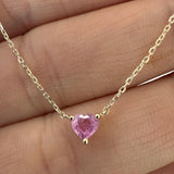 Pink Heart Sapphire Necklace